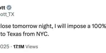 El gobernador de Texas, Greg Abbott, amenaza con un ‘arancel del 100%’ a los neoyorquinos que quieran huir al estado de la estrella solitaria