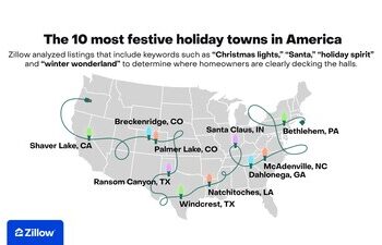 Zillow revela las 10 ciudades navideñas más festivas de Estados Unidos
